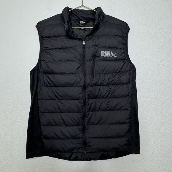 Eddie Bauer Men Vest Large Down 550 Puffer Charcoal Packable Outdoor Hiking - Picture 1 of 12